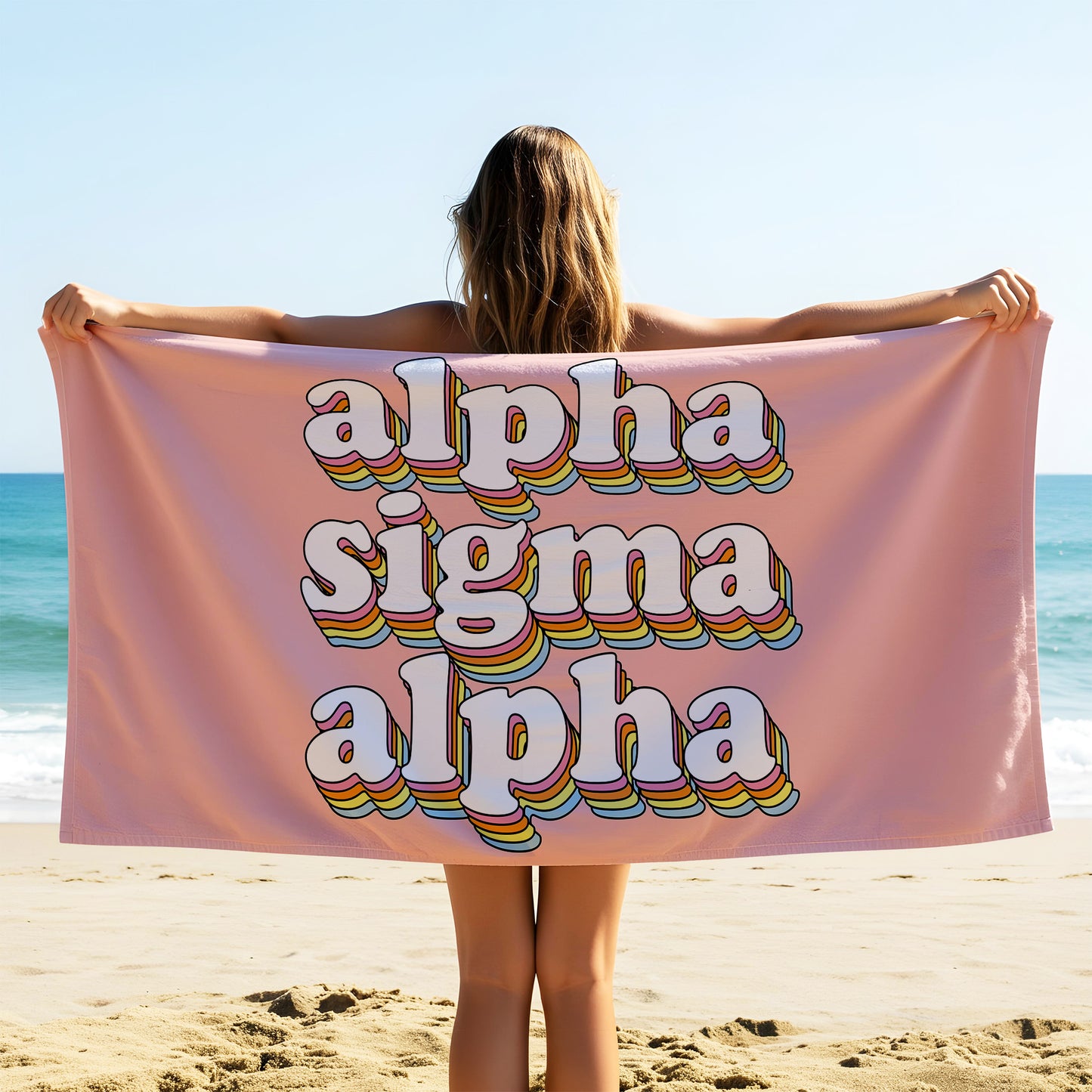 Alpha Sigma Alpha Plush Retro Beach Towel