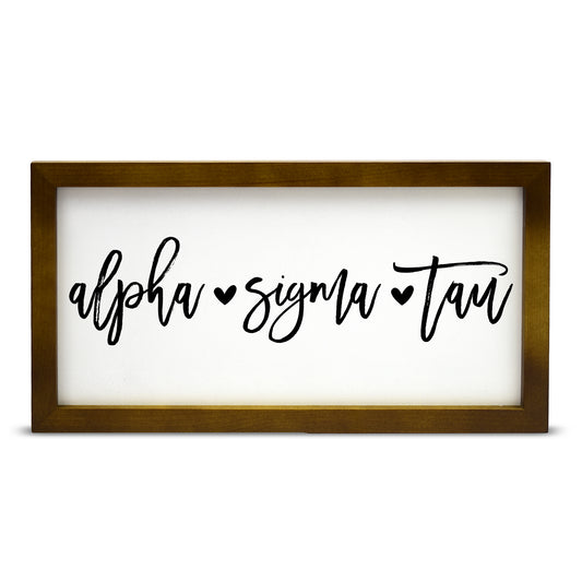 Alpha Sigma Tau Script Wooden Sign