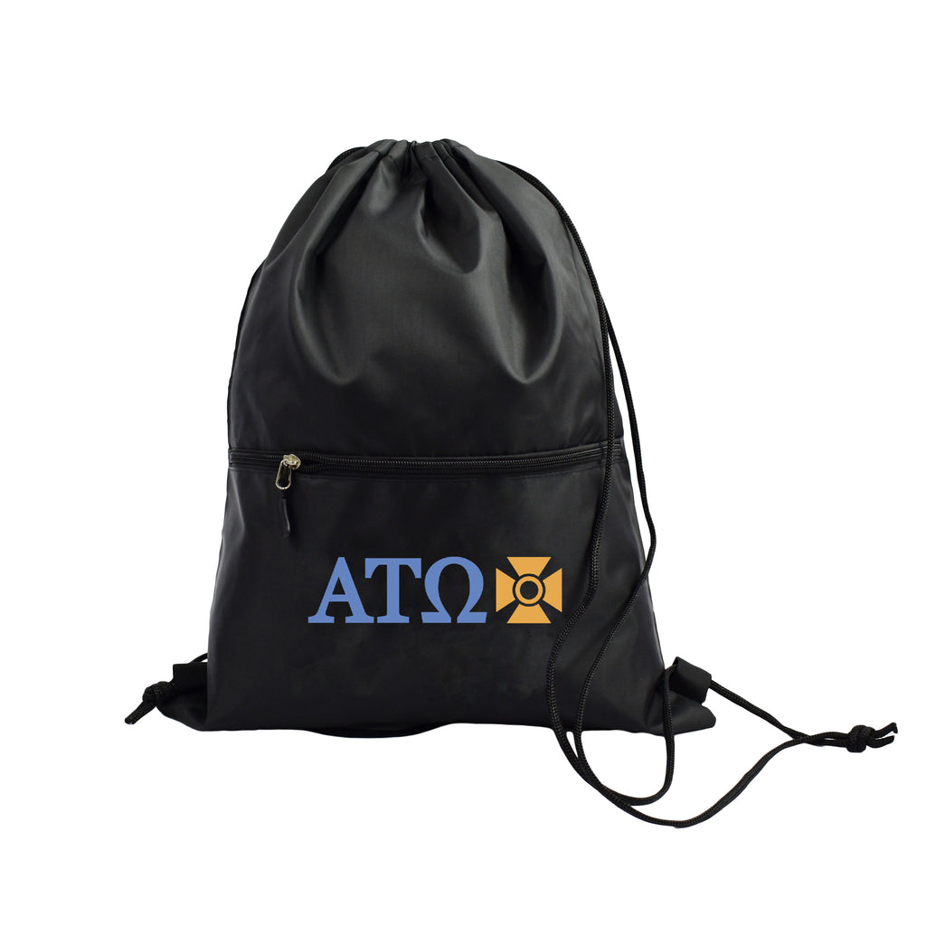 Alpha Tau Omega Fraternity Drawstring Backpack, Black