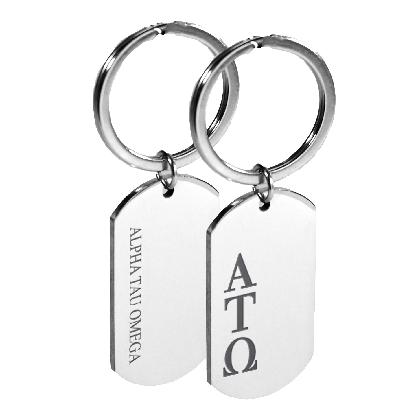 Alpha Tau Omega Fraternity Keychain- Stainless Steel Dog Tag Design