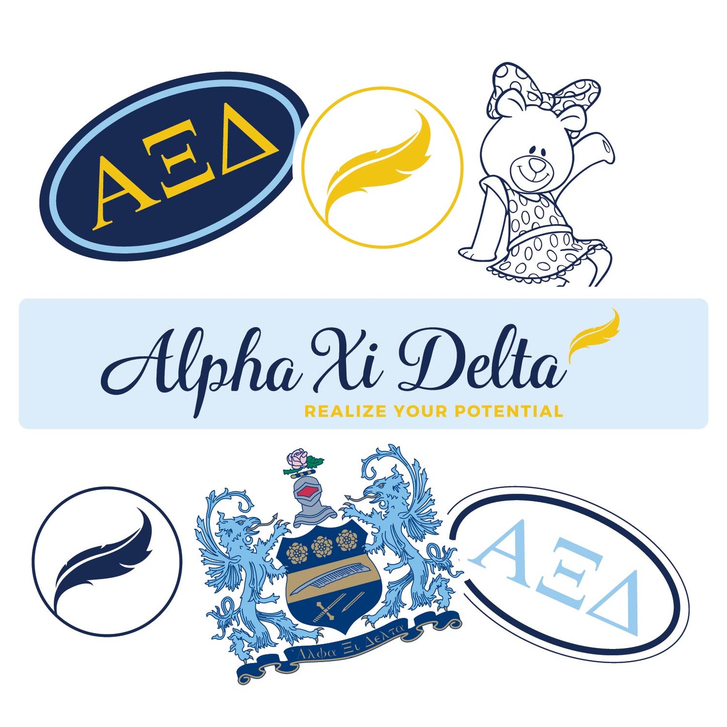 Alpha Xi Delta Sorority Sticker Sheet- Brand Focus