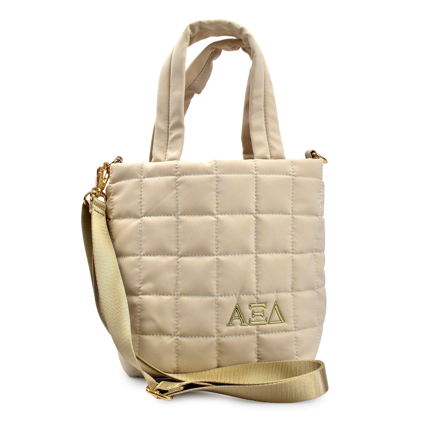 Alpha Xi Delta Quilted Tote Bag- Small Crossbody Bag with Greek Letters