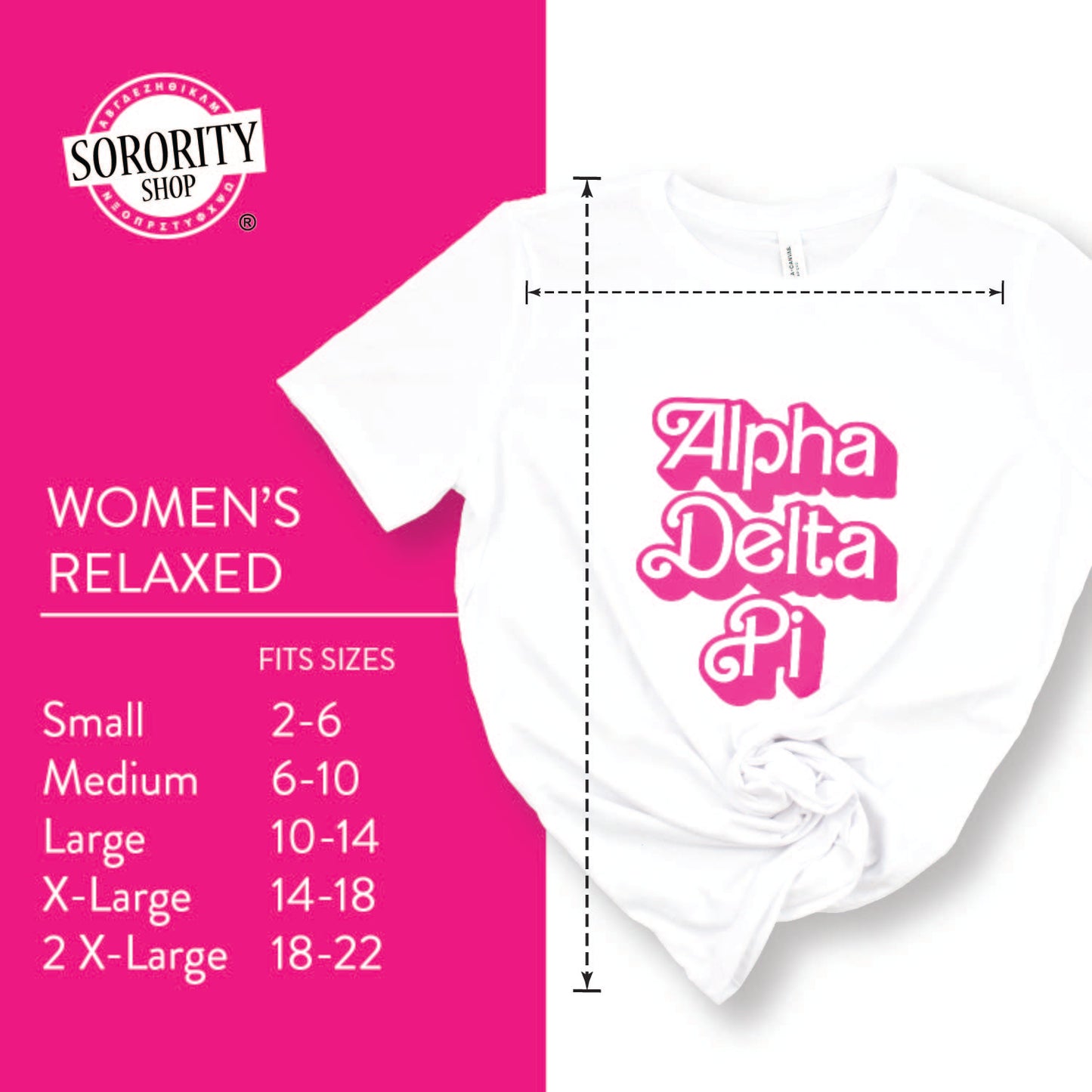 Kappa Kappa Gamma T-Shirt- Retro Dolly Sorority Name Design, Relaxed Fit