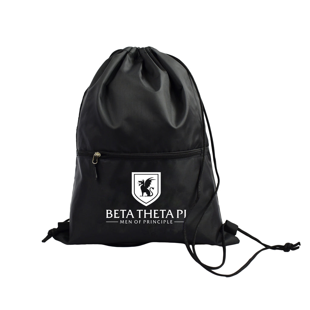 Beta Theta Pi Fraternity Drawstring Backpack, Black