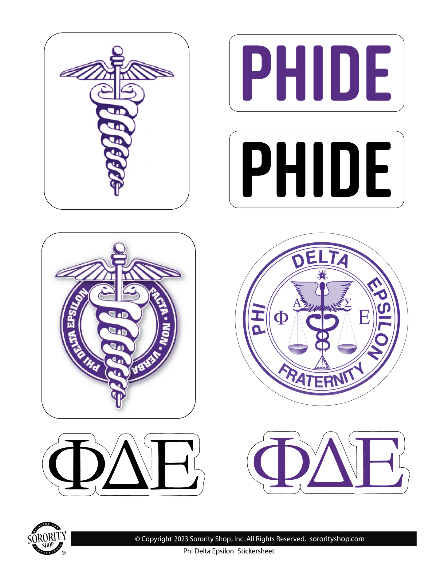 Phi Delta Epsilon Fraternity Sticker Sheet- Brand Focus