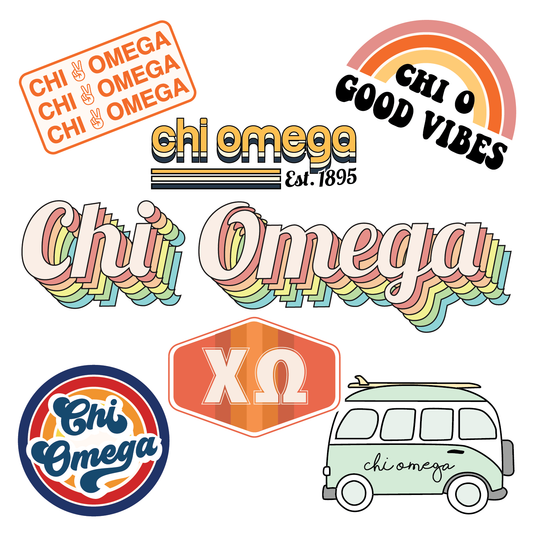Chi Omega <br> Retro Sticker Sheet