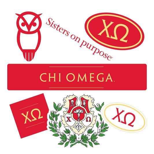 Chi Omega Sorority Sticker Sheet- Brand Focus