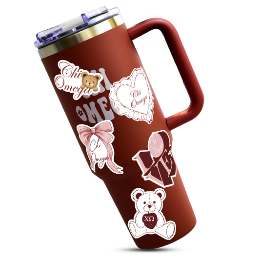 Chi Omega Sticker Sheet- Teddy Bears and Sisterhood Love Theme