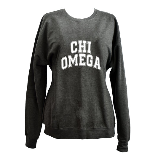 Chi Omega Sweatshirt- Crewneck Varsity Letters Design
