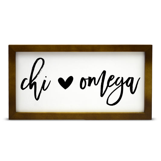 Chi Omega Script Wooden Sign