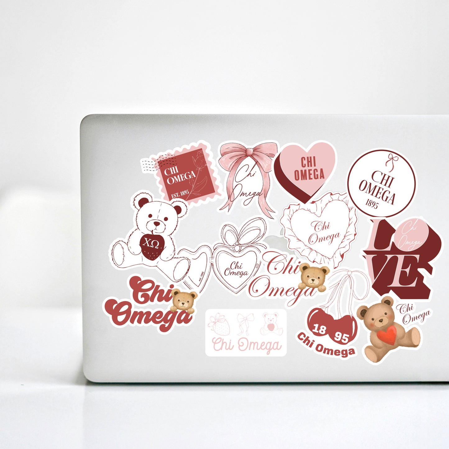Chi Omega Sticker Sheet- Teddy Bears and Sisterhood Love Theme