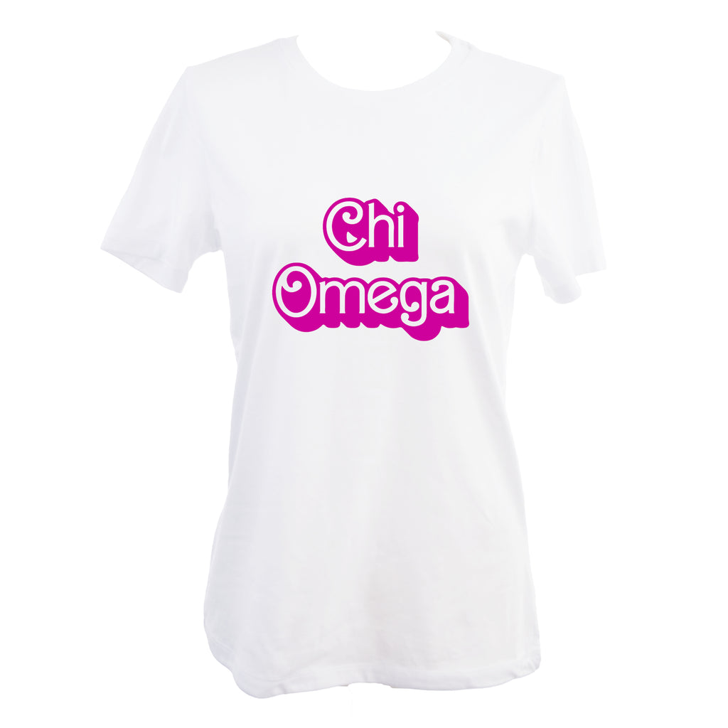 Chi Omega T-Shirt- Retro Dolly Sorority Name Design, Relaxed Fit