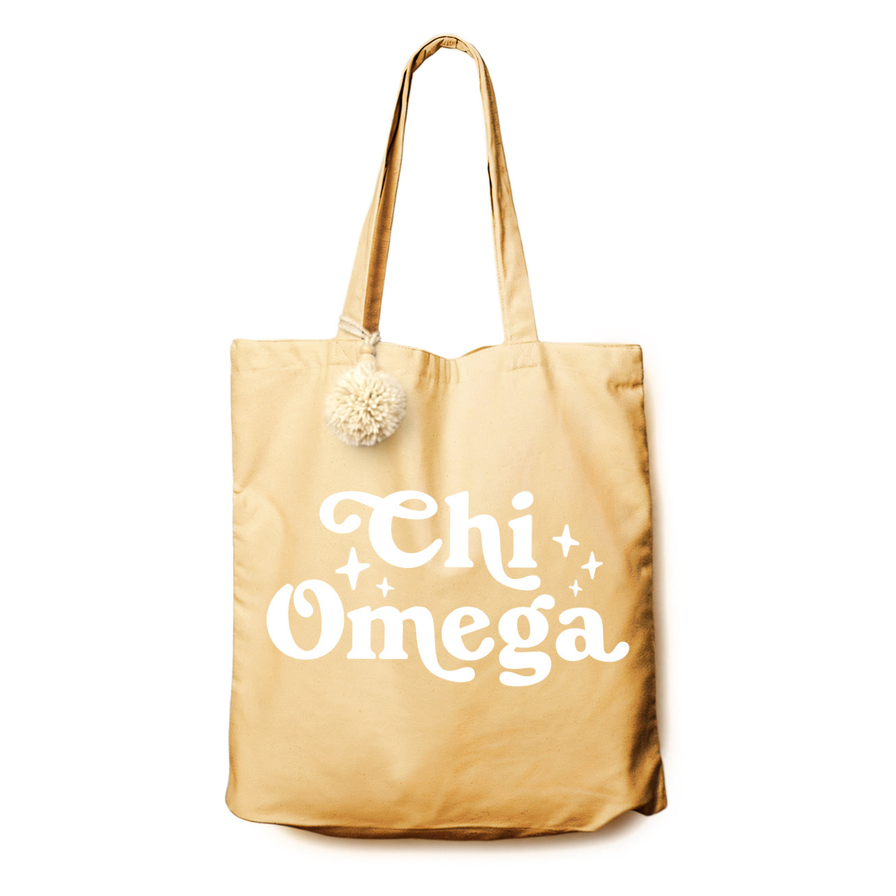 Chi Omega Retro Pom Pom Tote Bag
