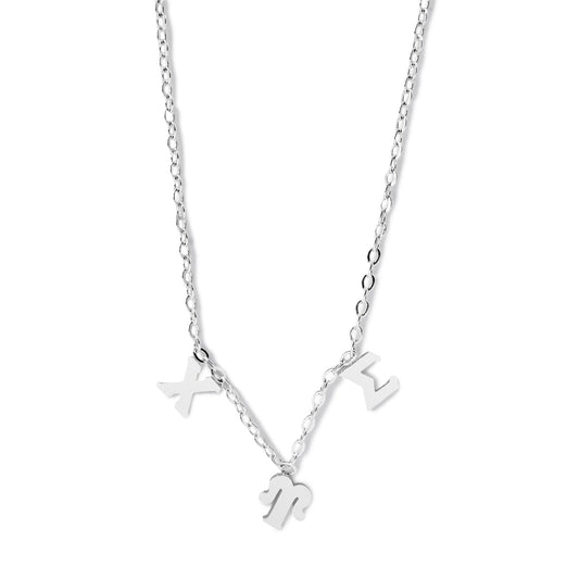 Chi Upsilon Sigma Silver Greek Letters Necklace