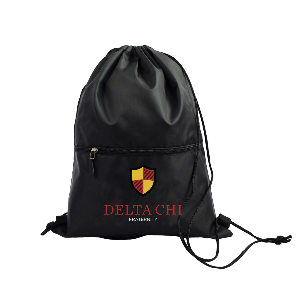 Delta Chi Fraternity Drawstring Backpack, Black