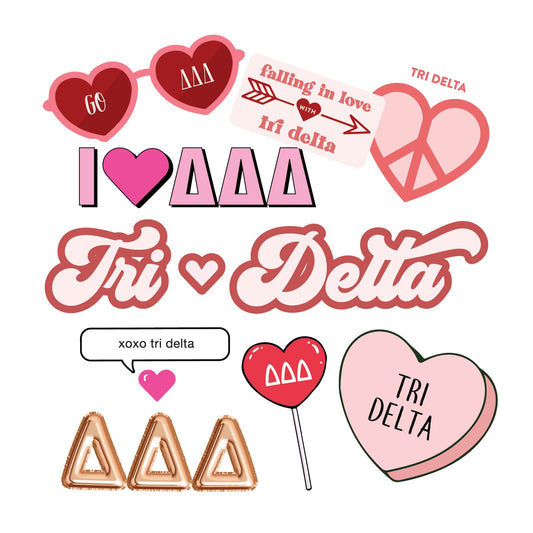 Delta Delta Delta- Sticker Sheet- Love Theme