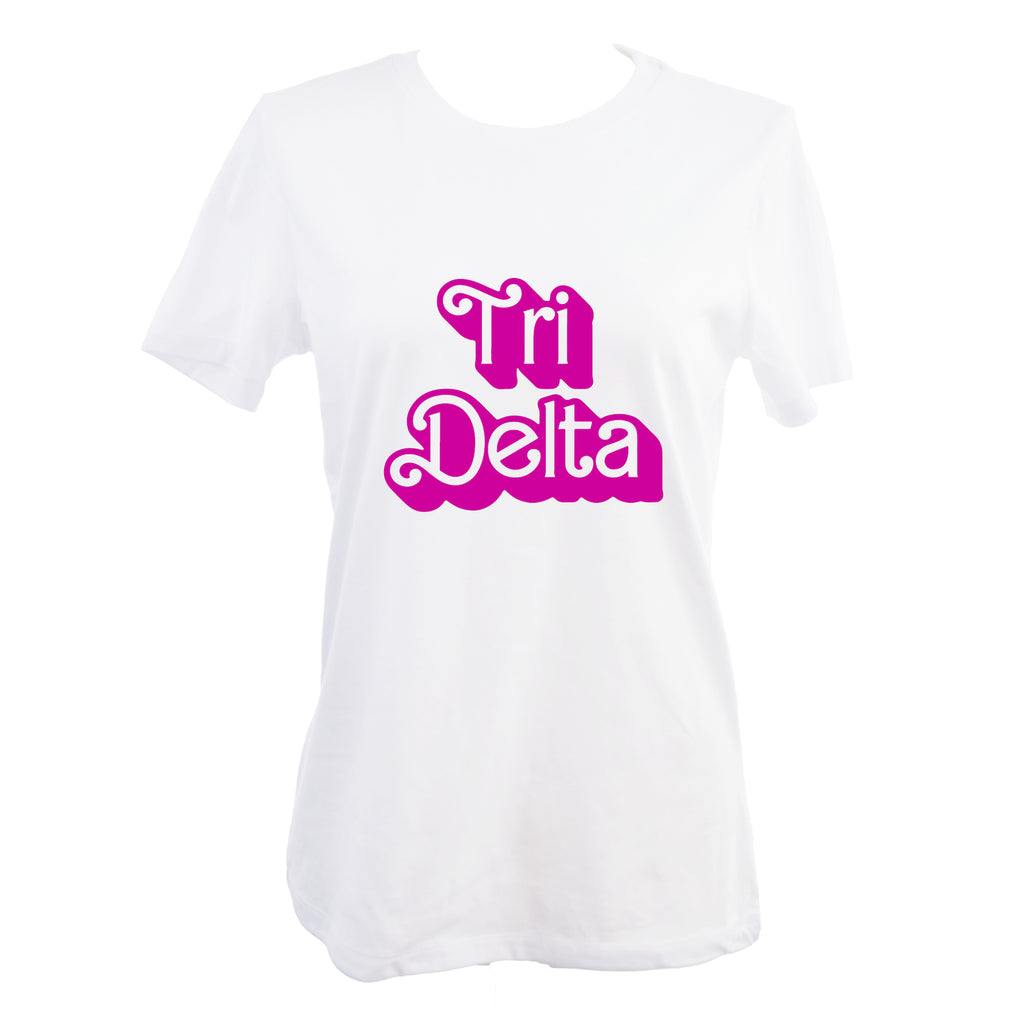 Tri Delta T-Shirt- Retro Dolly Sorority Name Design, Relaxed Fit