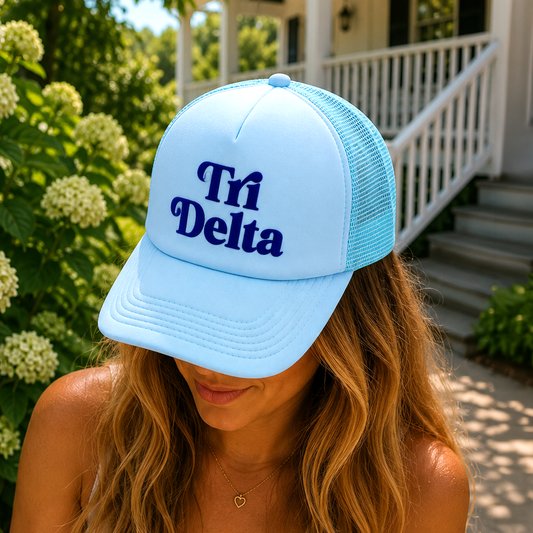 Delta Delta Delta Baseball Cap, Mesh Trucker-Style Hat