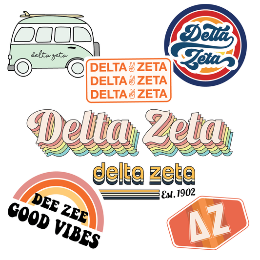 Delta Zeta <br> Retro Sticker Sheet