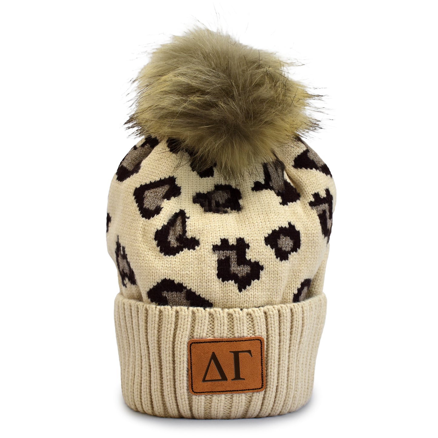 Delta Gamma Leopard Design Beanie Hat