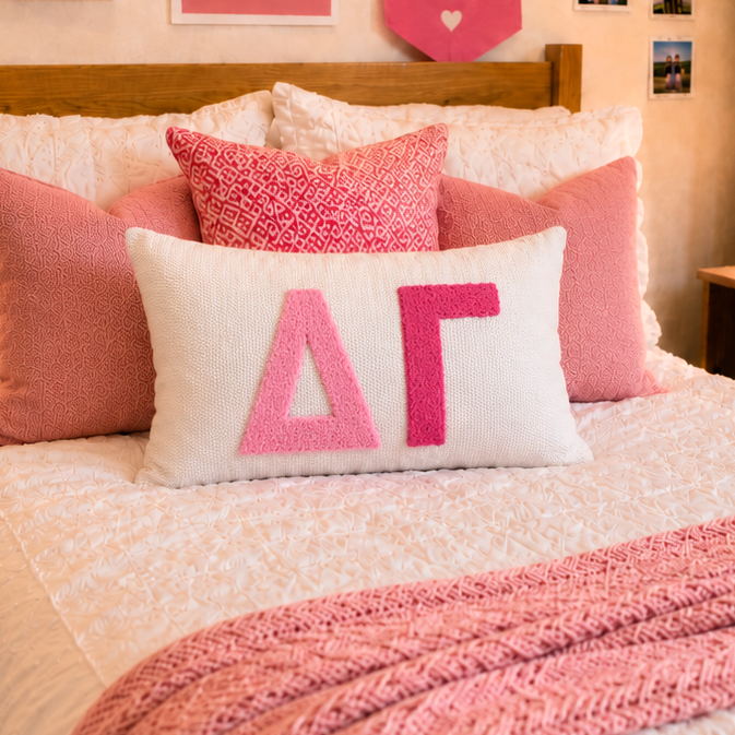 Delta Gamma Pillow – Embroidered Plush Greek Letters Design