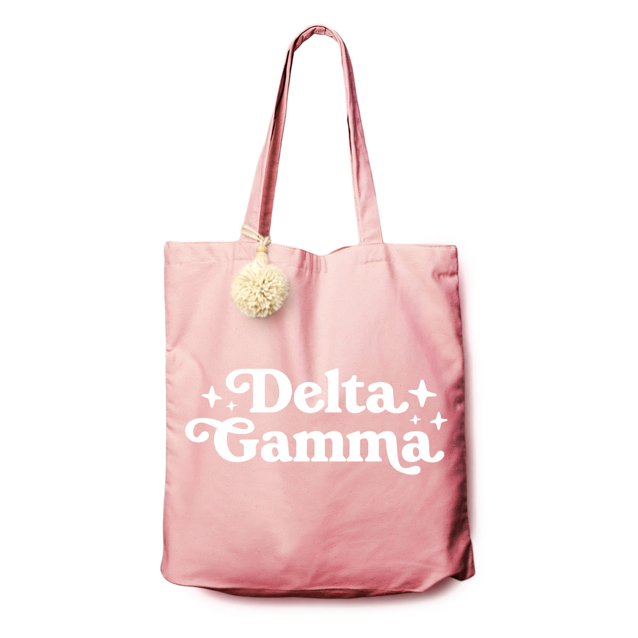 Delta Gamma Retro Pom Pom Tote Bag
