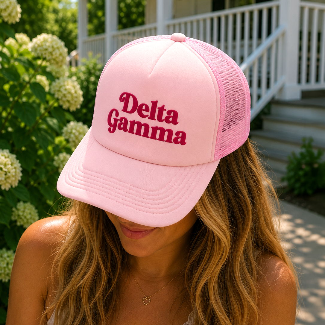 Delta Gamma Baseball Cap, Mesh Trucker-Style Hat