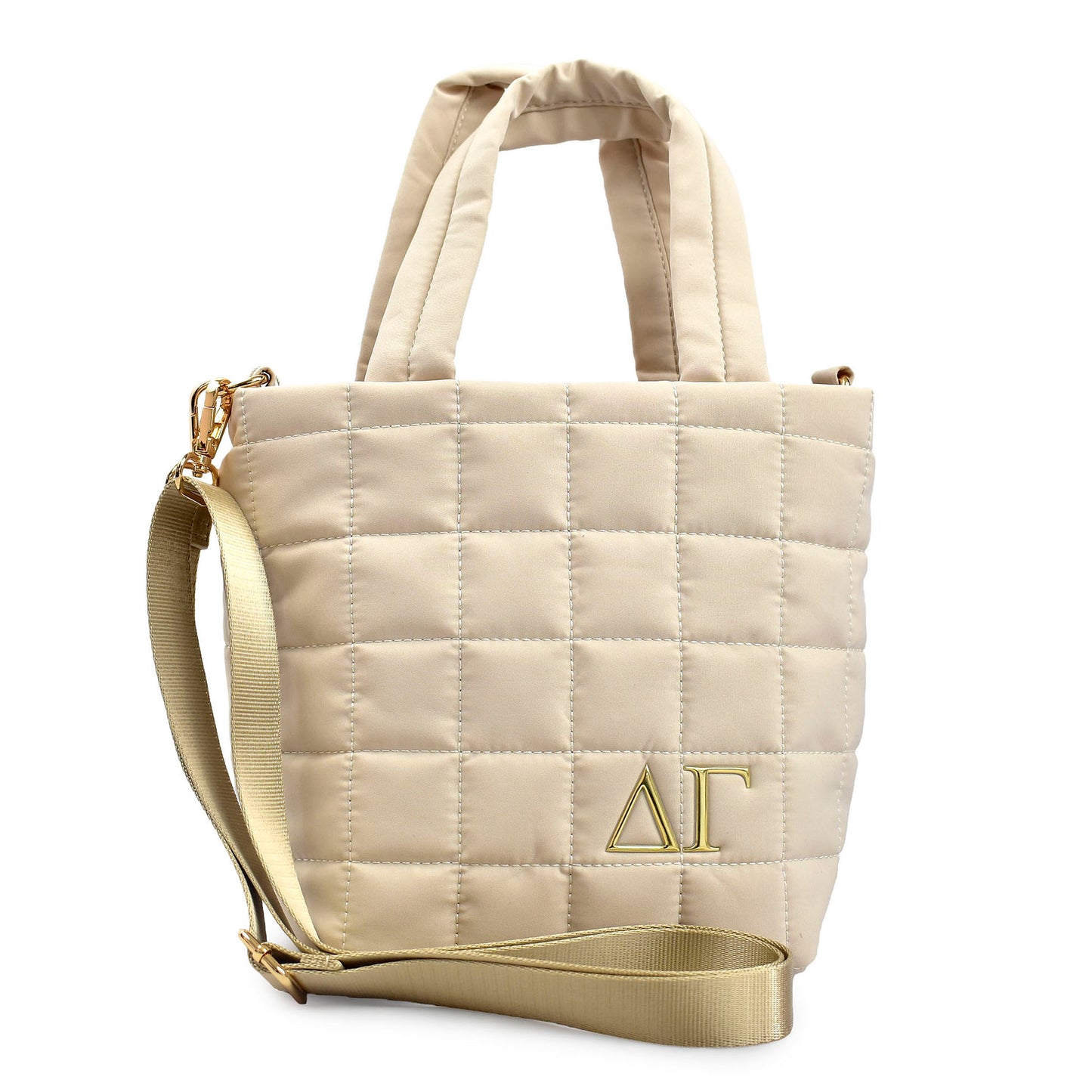 Delta Gamma Small Crossbody Quilted Tote Bag with Greek Letters