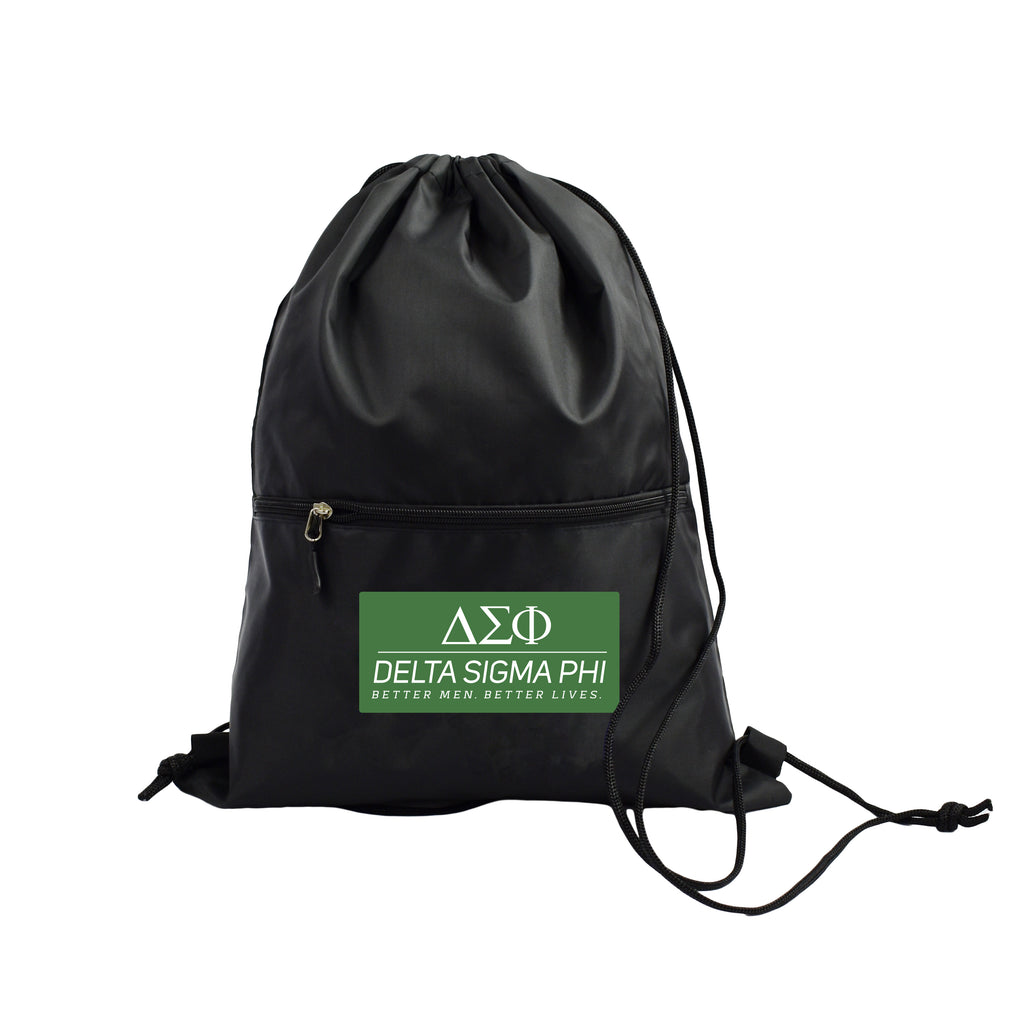 Delta Sigma Phi Fraternity Drawstring Backpack, Black