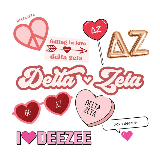 Delta Zeta- Sticker Sheet- Love Theme