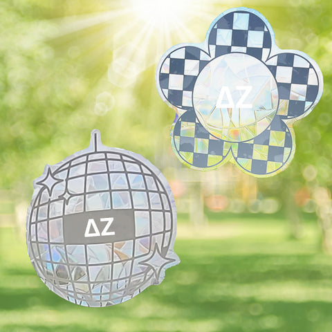 Delta Zeta Suncatcher Decals- Set of 2: Flower & Disco Ball