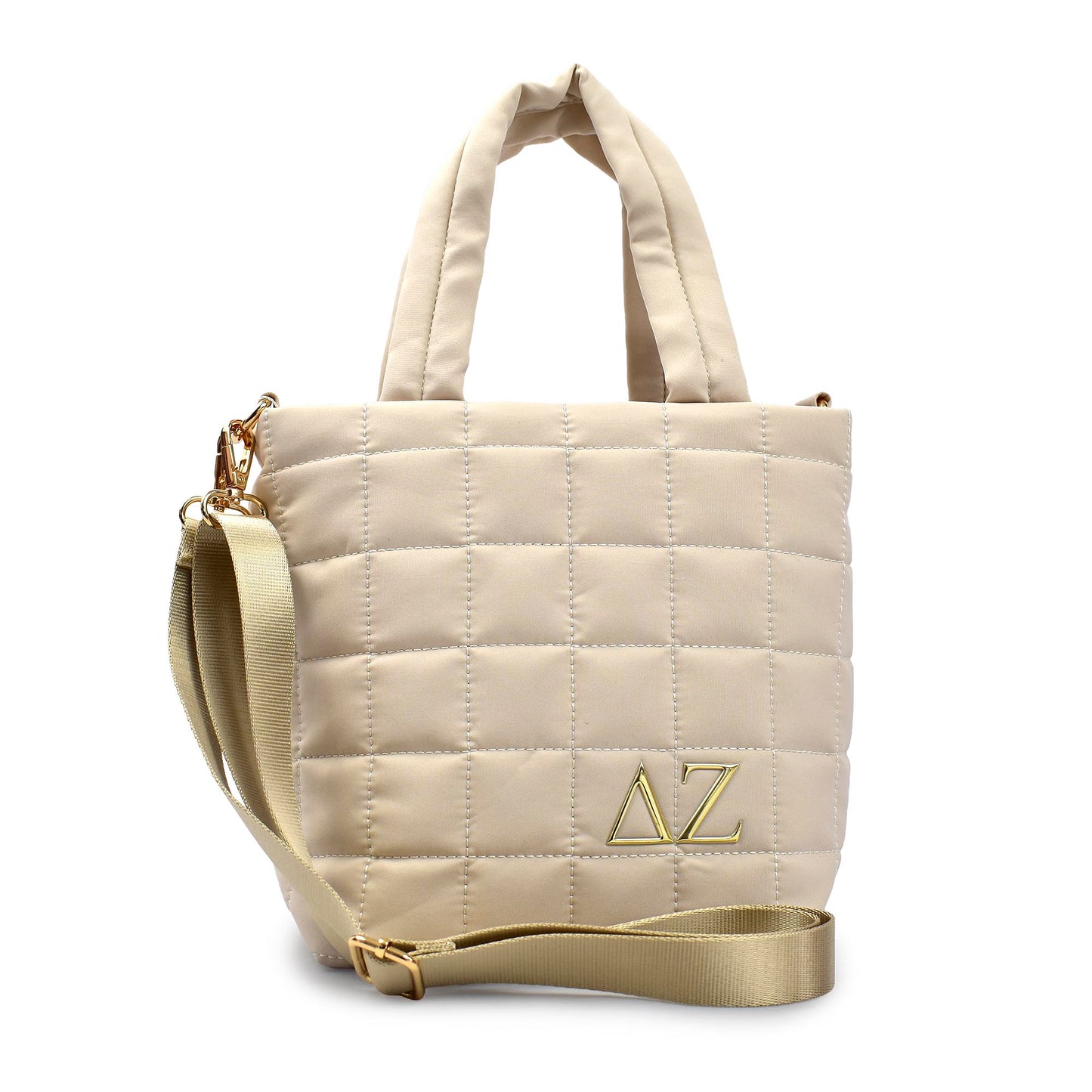Delta Zeta Small Crossbody Quilted Tote Bag with Greek Letters