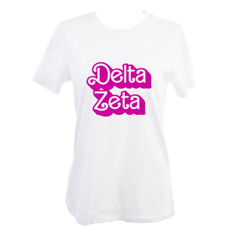 Delta Zeta T-Shirt- Retro Dolly Sorority Name Design, Relaxed Fit