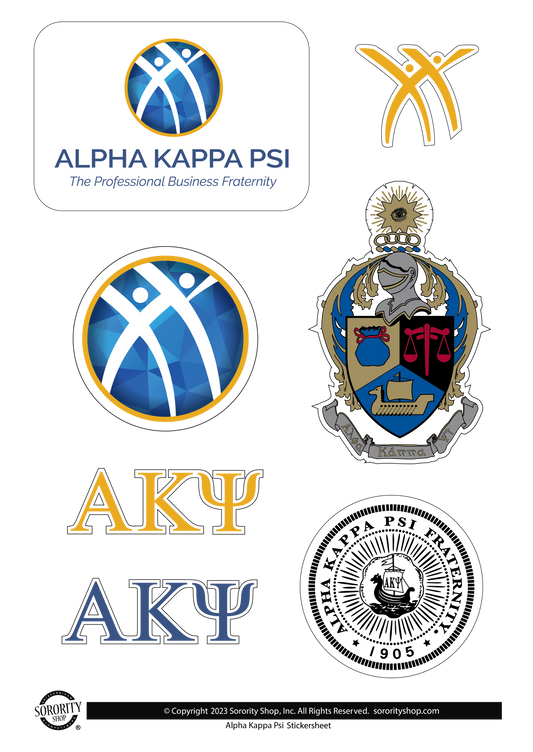Alpha Kappa Psi Sorority Sticker Sheet- Brand Focus