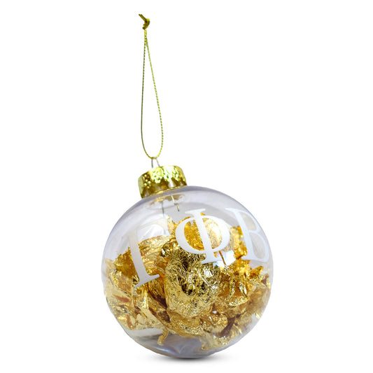 Gamma Phi Beta Ornament - Clear Plastic Ball Ornament with Gold Foil