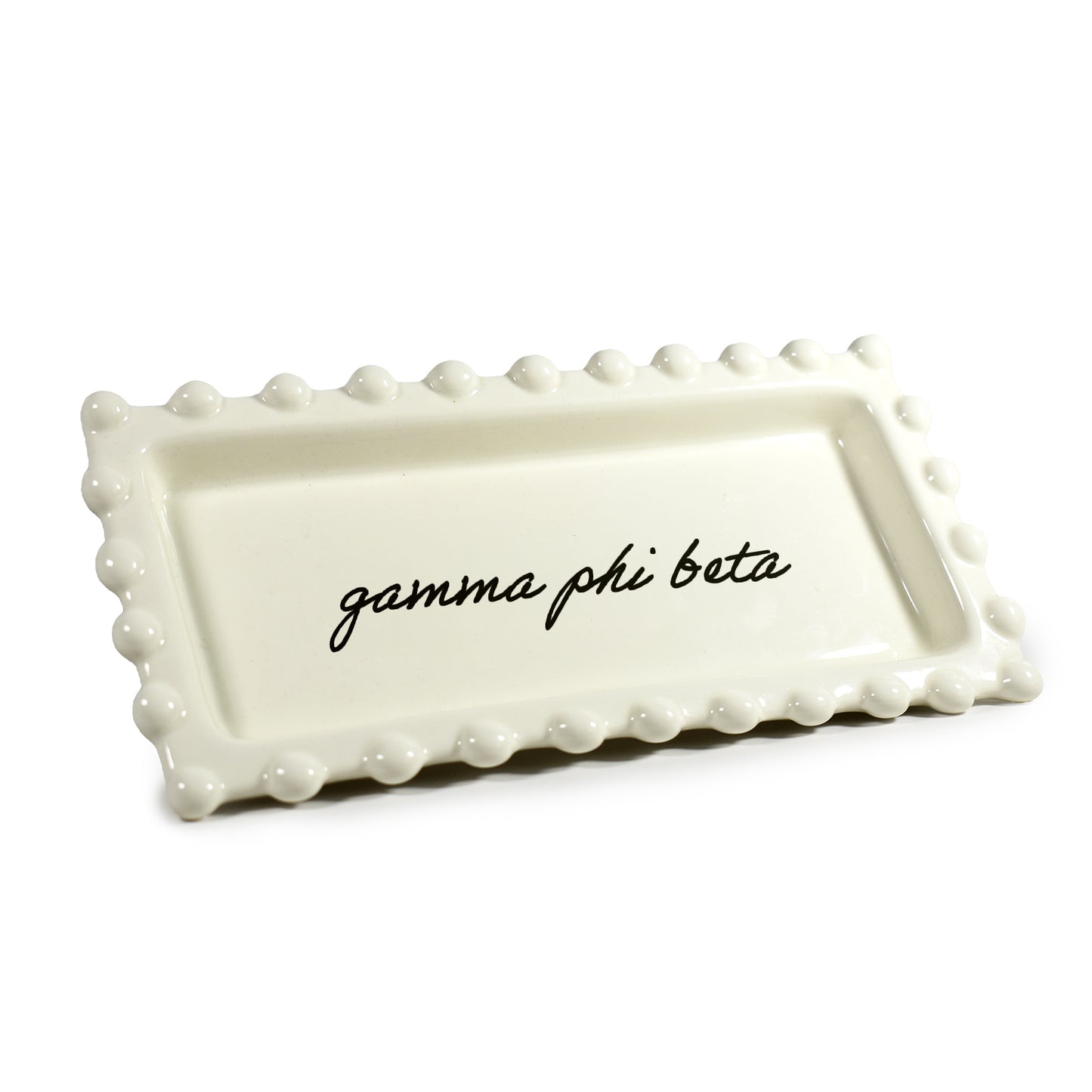 Gamma Phi Beta Jewelry Dish - Rectangular Cursive Script Sorority Name