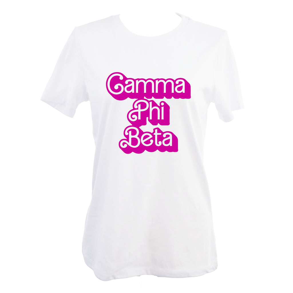 Gamma Phi Beta T-Shirt- Retro Dolly Sorority Name Design, Relaxed Fit