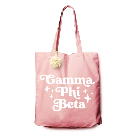 Gamma Phi Beta Retro Pom Pom Tote Bag