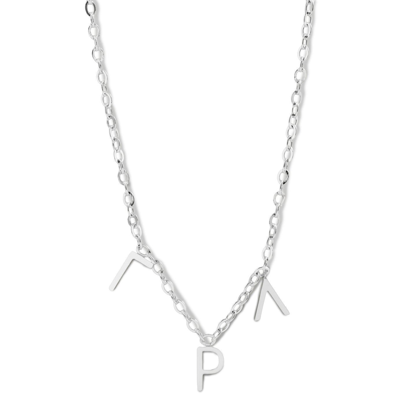 Gamma Rho Lambda Silver Greek Letters Necklace