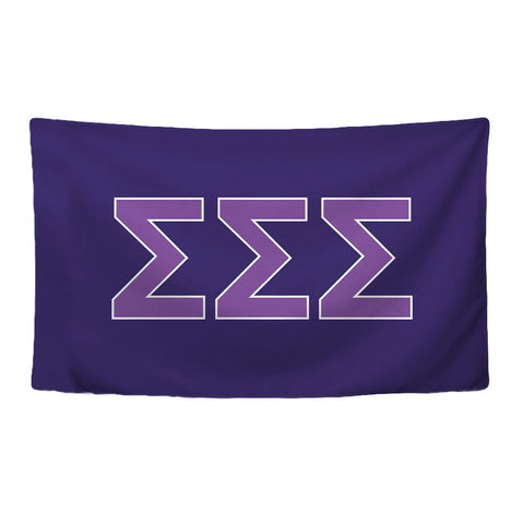 Sigma Sigma Sigma Sorority Greek Letters Flag, Two-Color Design