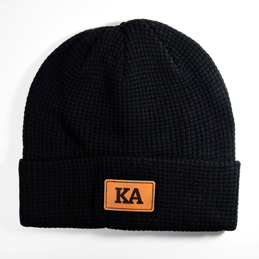 Kappa Alpha Fraternity Beanie Hat - Black Winter Hat w/ Greek Letters Patch