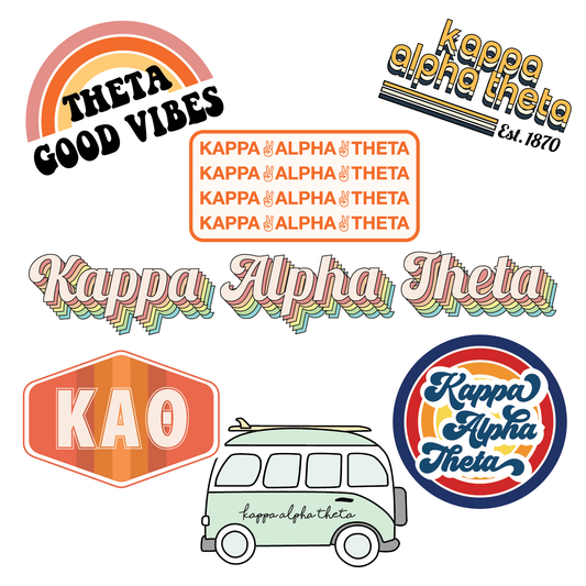 Kappa Alpha Theta <br> Retro Sticker Sheet
