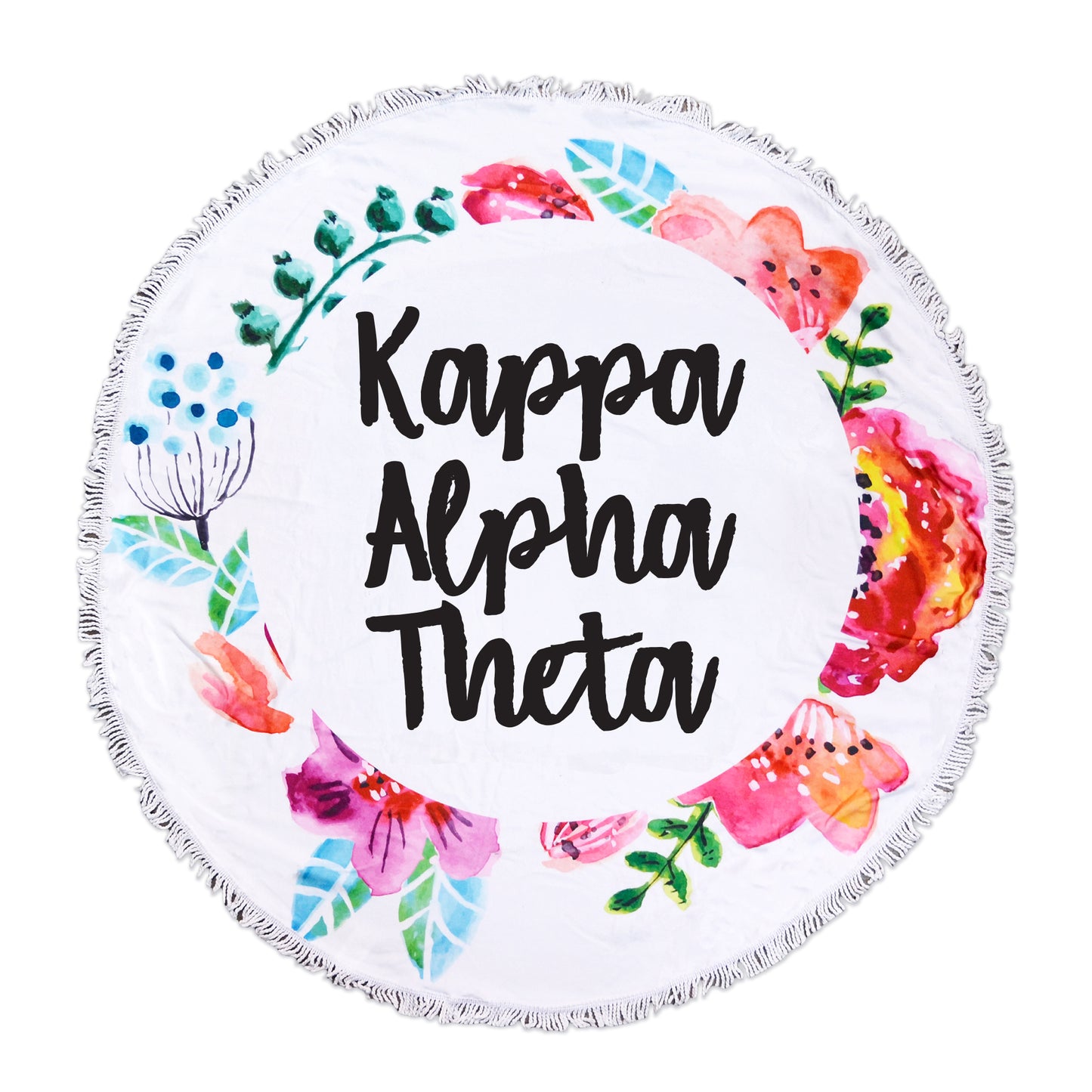 Kappa Alpha Theta Floral Fringe Towel Blanket