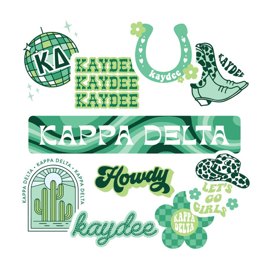 Kappa Delta Sticker Sheet - Western Disco Design