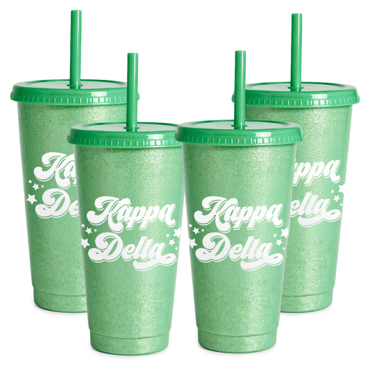 Kappa Delta Glitter Color Changing Cup 4-Pack