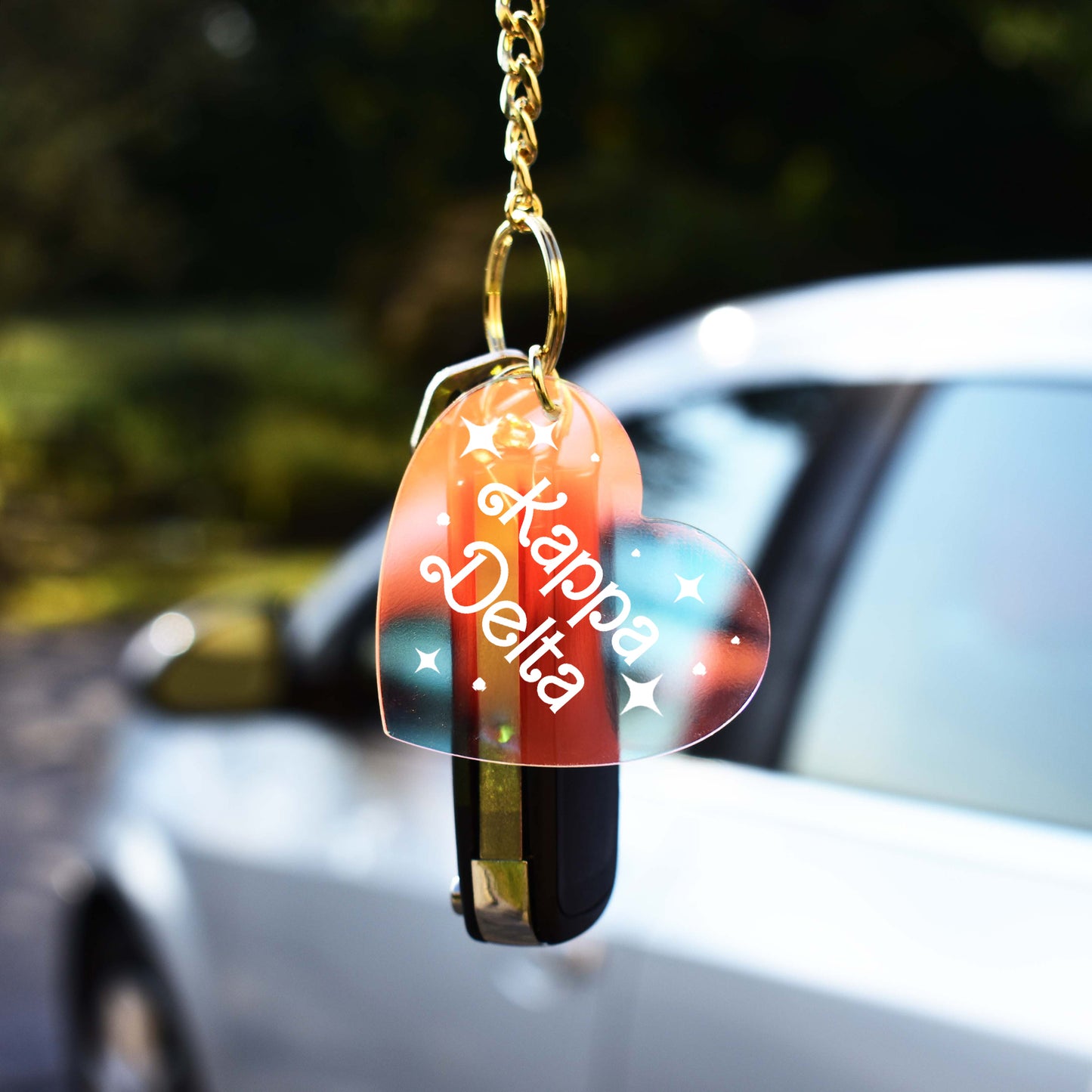 Kappa Delta Keychain - Iridescent Heart Design