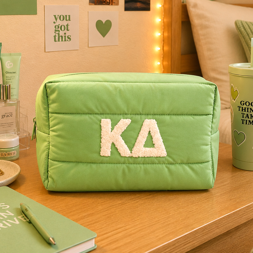 Kappa Delta Makeup Bag - Puffer Style with Sorority Letters