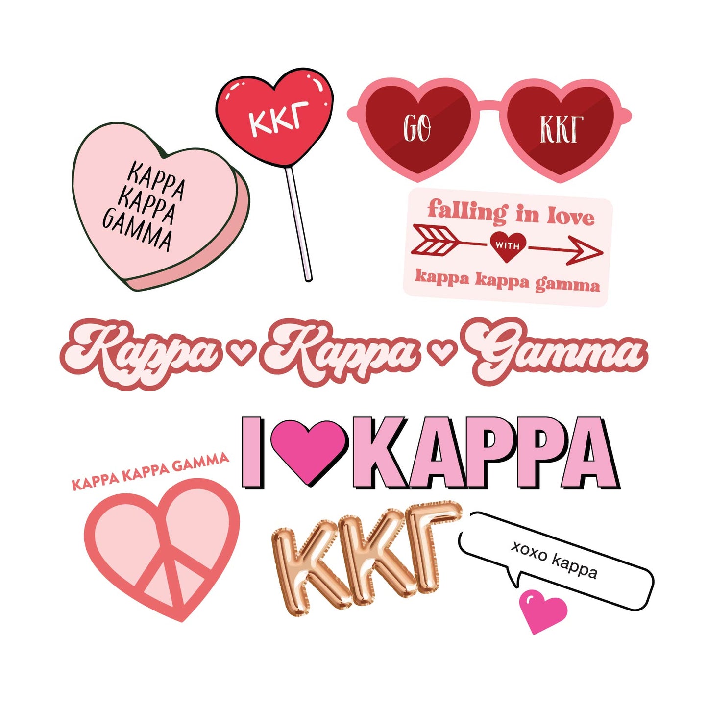 Kappa Kappa Gamma- Sticker Sheet- Love Theme