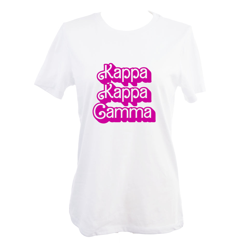 Kappa Kappa Gamma T-Shirt- Retro Dolly Sorority Name Design, Relaxed Fit