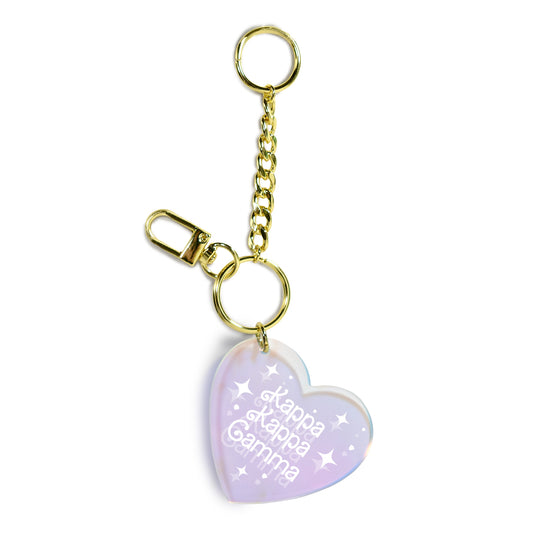 Kappa Kappa Gamma Keychain - Iridescent Heart Design